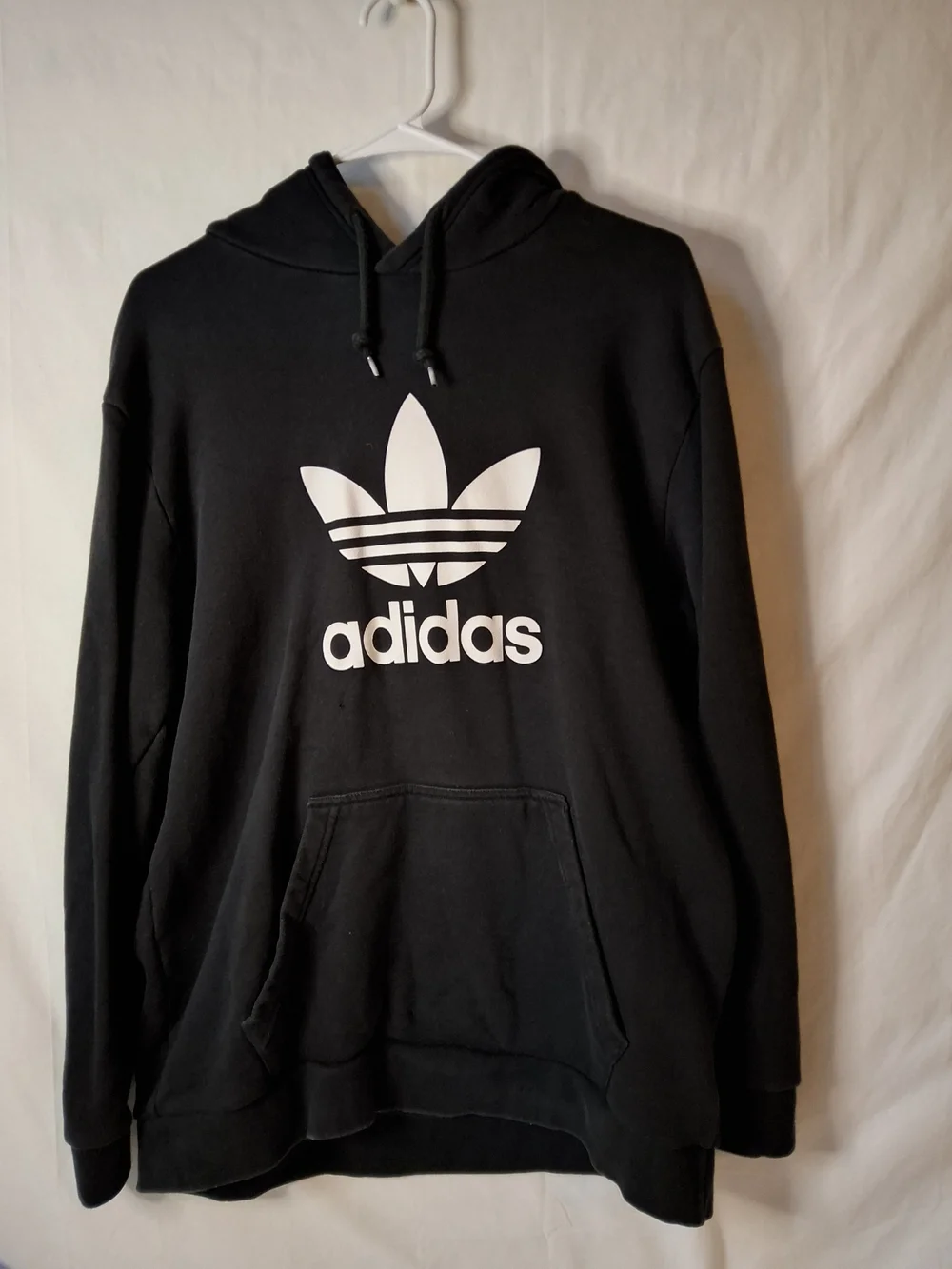 adidas Black Hoodie‎ with White Trefoil Logo